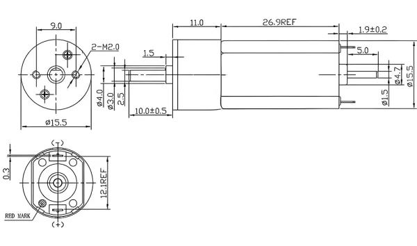 12V 255pm 63:1 Rear Shaft - Image 3