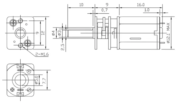 6V 1500rpm 0.6W 10:1 Gear Motor 12x25L mm - Image 2