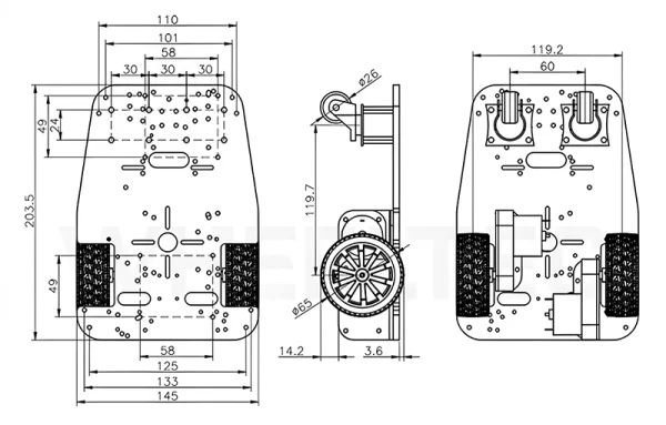 2WD Smart Car R3X with 13PPR Encoder Motors - Image 3