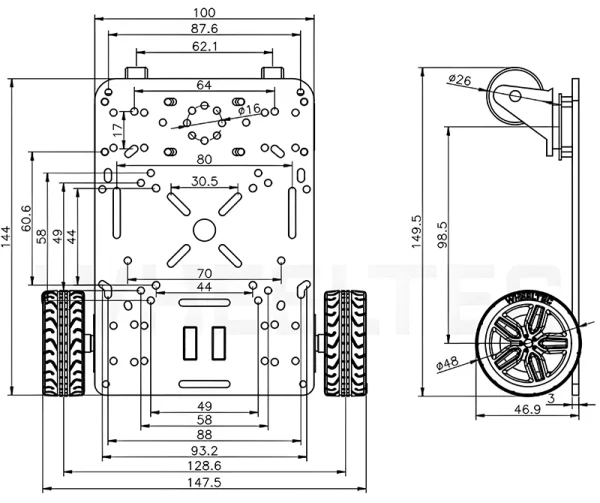 R1 Mini 2WD Smart Car with 13PPR Encoder Motors - Image 3