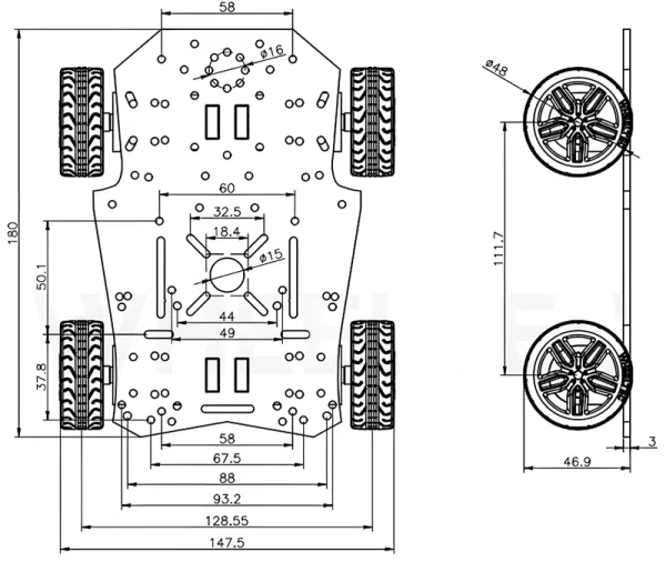 Mini 4WD Smart Car R1 with 13PPR Encoder Motors - Image 2