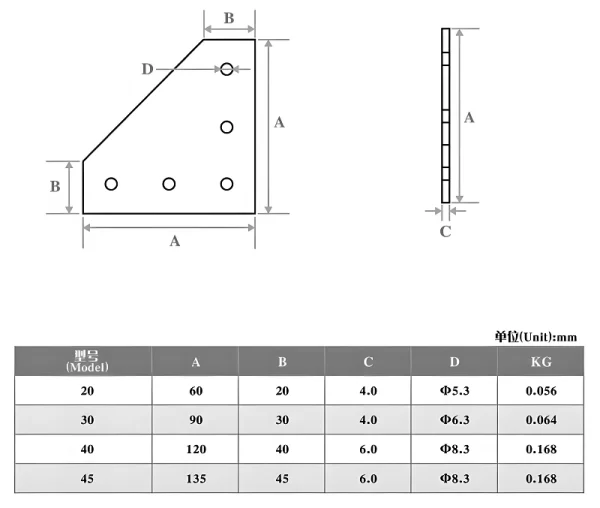 Right-Angle  Corner  Connector Plate for 4040 Aluminum Profile - Image 2