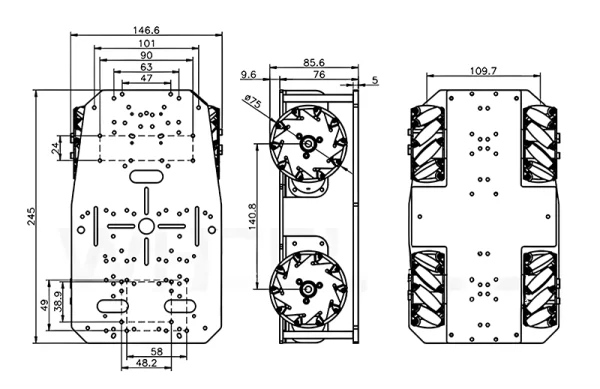 Smart Car R3X Chassis Kit with 4 Macanum Wheel - Image 2