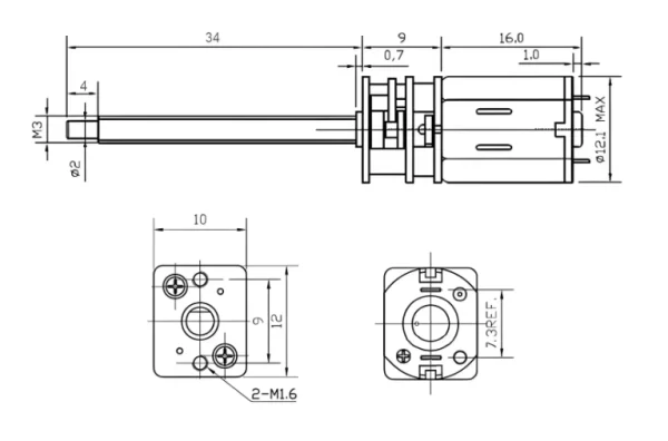 34mm Lead Screw 500rpm 0.45W 30:1 Gear Motor - Image 2