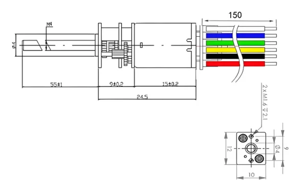 55mm Lead Screw Encoder  100rpm 150:1 Gear Motor - Image 2