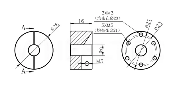 28mm Clamping Flange Coupling for 6mm Shaft - Image 2