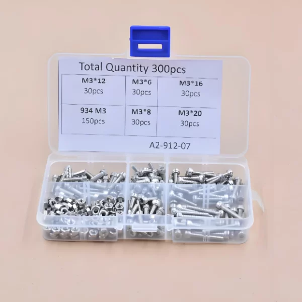 300PACK  M3 5 Type 304 Stainless Steel Hex Socket Round Head Screw