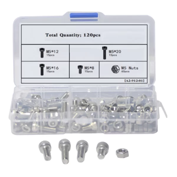 120PACK  M5 4 Type 304 Stainless Steel Hex Socket Round Head Screw