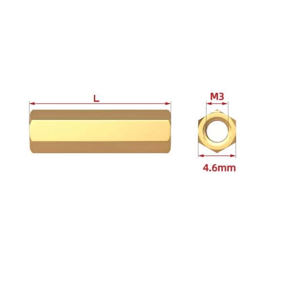 10 PACK  M3x24 Double Through-Hole Hexagonal Brass Column - Image 2