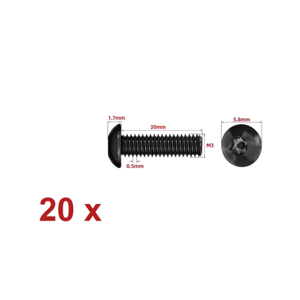 20 PACK M3x20 304# Stainless Steel Roundhead Torx screw