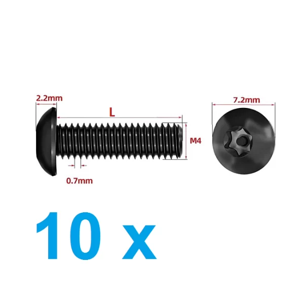 10 PACK M4x30 304 Stainless Steel Roundhead Torx screw with Pin