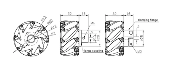 60mm Alloy Mecanum Wheel for 8mm Shaft - Image 3